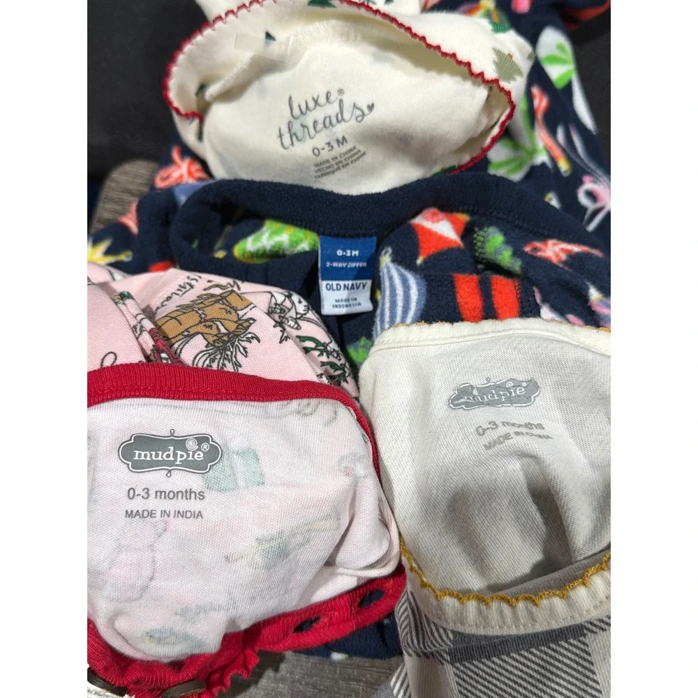 Mud Pie Old Navy‎ Luxe Threads Holiday Sleepers Girls 0-3M Christmas Bundle